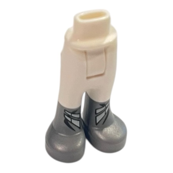 Lego Mini Doll Legs White Pants Trousers Silver Boots Clasps ID # 92253c00pb29 - Picture 1 of 3